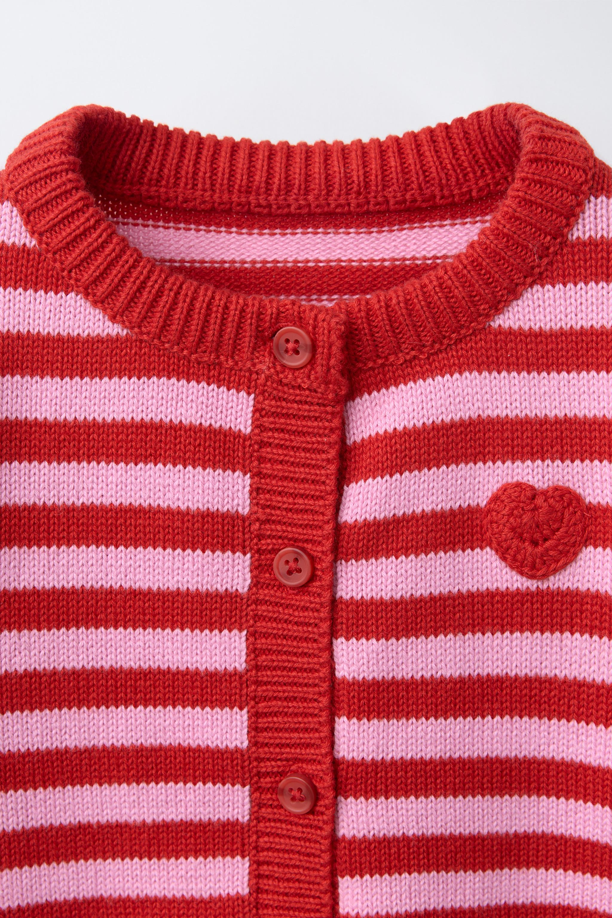 STRIPED HEART CARDIGAN